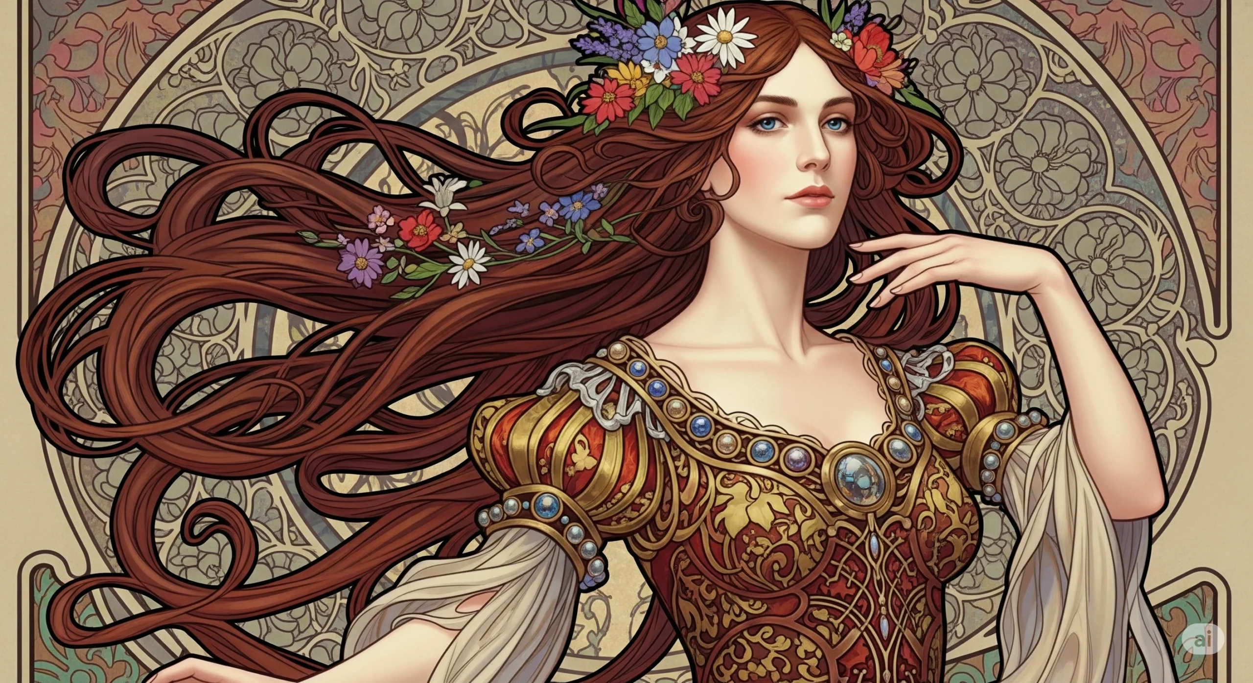 styl graficzny art nouveau Google Gemini
